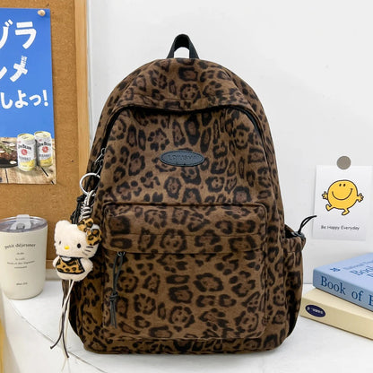 Leopard Patterned Backpack with Several Compartments and Adjustable Shoulder Support