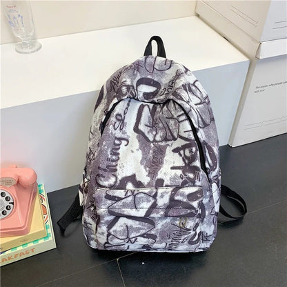 Padded Graffiti Print Backpack with Laptop Sleeve Compartment