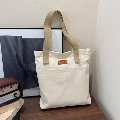 Reinforced Canvas Tote Bag with Sturdy Base and Shoulder Handles