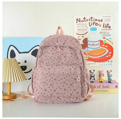 Heart Motif Backpack Featuring Several Storage Pockets and Adjustable Shoulder Support