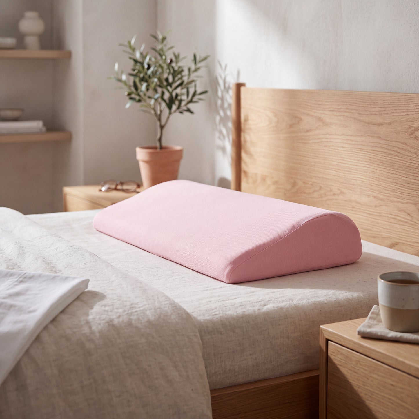 Memory Foam Lumbar Pillow with Tapered Edge and Soft Touch Cover, Full Width Support