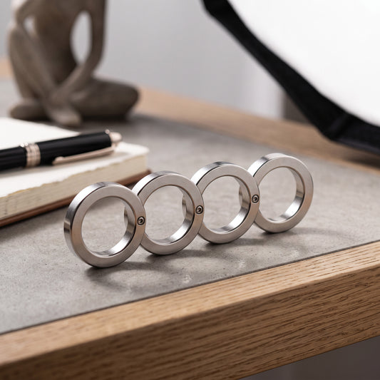 Folding Metal Finger Ring with Four-Finger Design and Silent Operation