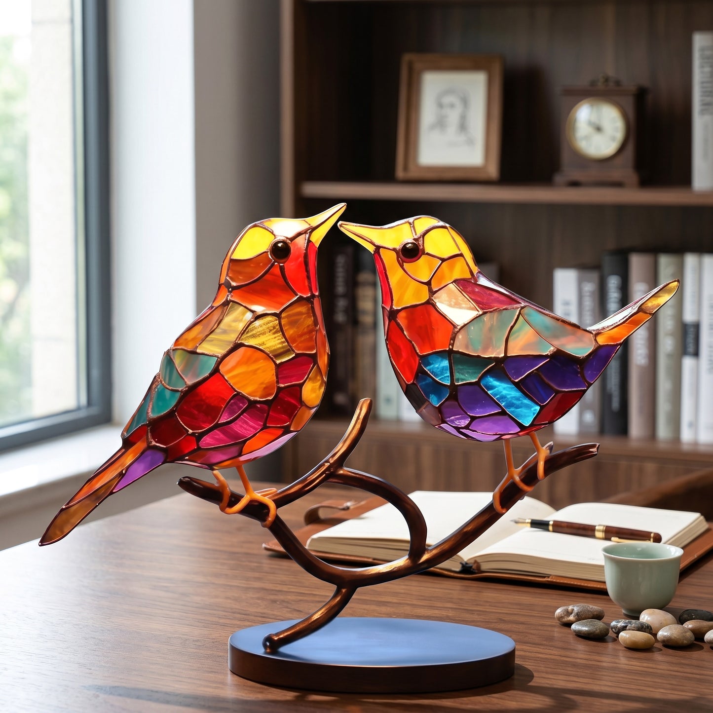 Light Reflecting Bird Window Ornament with Color Scatter Design