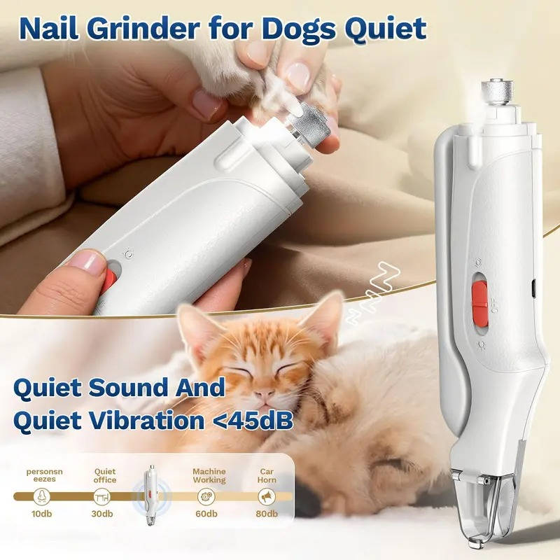 2 in 1 Electric Nail Clipper & Grinder for Dogs & Cats of All Sizes, LED Light, Painless, Low Noise, Safe