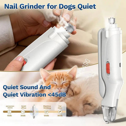 2 in 1 Electric Nail Clipper & Grinder for Dogs & Cats of All Sizes, LED Light, Painless, Low Noise, Safe