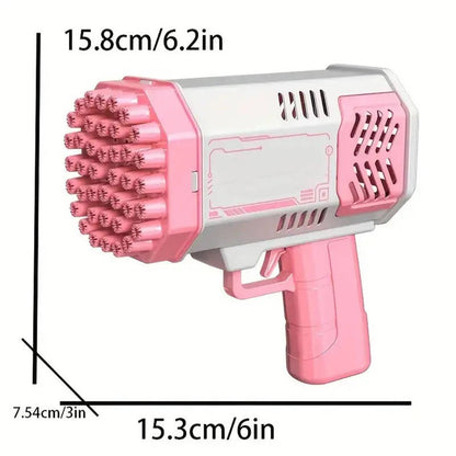 40 Hole Automatic Bubble Gun with LED Lights, Gatling Style Bubble Blower Toy for Kids 3+, Outdoor Party Play