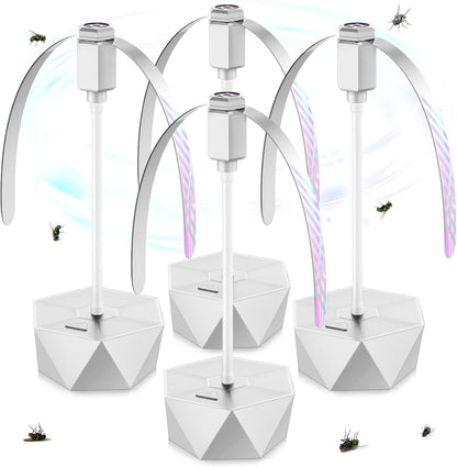 4 Pack Fly Fans for Tables, Indoor & Outdoor Repellent Fans with Holographic Blades for BBQ, Picnic & Restaurant