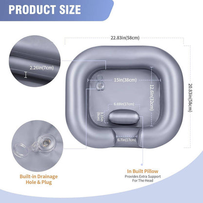 Portable Inflatable Shampoo Basin with Neck Support for Home Hair Washing