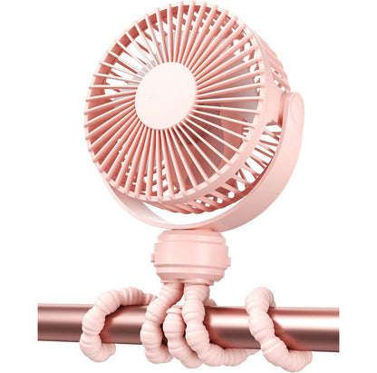 Portable Stroller Fan USB C Rechargeable, 5 Speed Quiet Baby Clip Fan with LED Display 10H Battery for Car Seat Crib Travel