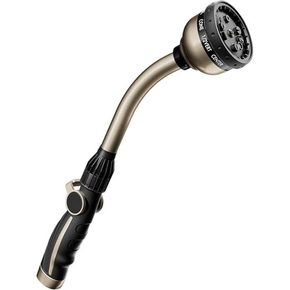 Heavy Duty Metal Garden Watering Wand, 15 Inch Hose Nozzle Sprayer with 10 Spray Patterns and Thumb Flow Control