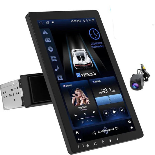 Rotating Touch Screen Car Stereo with Bluetooth and Backup Camera