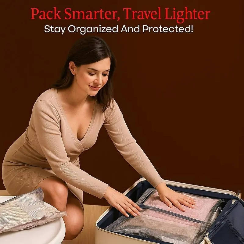 Cordless Travel Vacuum Compression Set, 15 Piece Space Saving Vacuum Bags for Clothes with Pump, 140L/Min Air Removal for Carry On & Travel