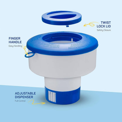 Adjustable Floating Chlorine Dispenser for Hot Tubs, Spas & Above Ground Pools