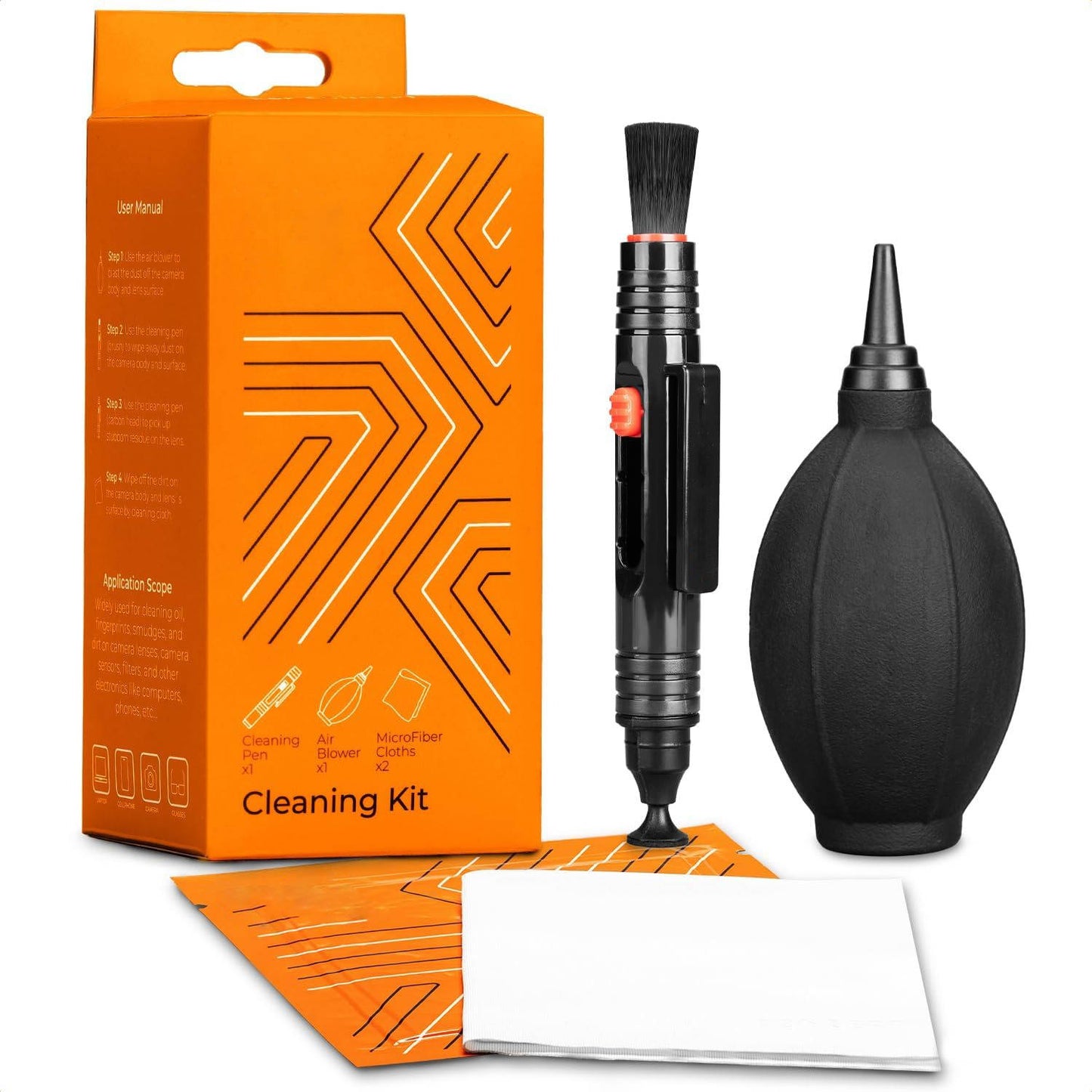 Camera Lens Cleaning Kit, Lens Pen, Air Blower & Microfiber Cloth for Canon, Nikon, Sony, Pentax DSLR, Filters & Cell Phones