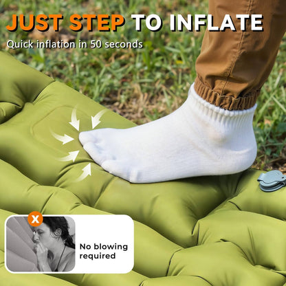 Ultralight Inflatable Sleeping Pad for Camping with Pillow Built in