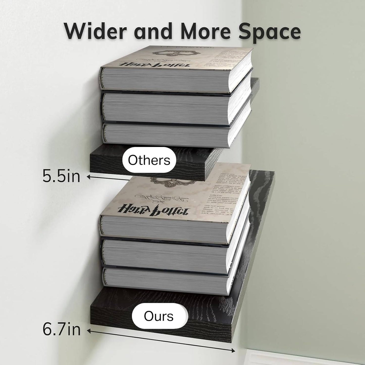 Floating Wall Shelves, Rustic Wood Hanging Storage for Bathroom or Bedroom, 3 Pack