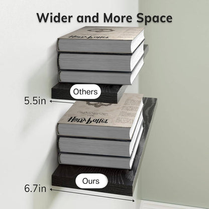 Floating Wall Shelves, Rustic Wood Hanging Storage for Bathroom or Bedroom, 3 Pack