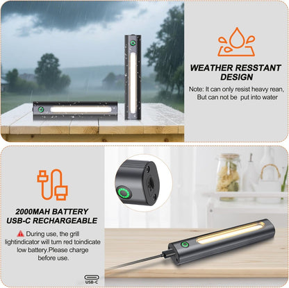 Rechargeable BBQ Grill Light 360 Degree, Magnetic Waterproof USB C Grill Light with 2 Level Brightness for Outdoor Grilling