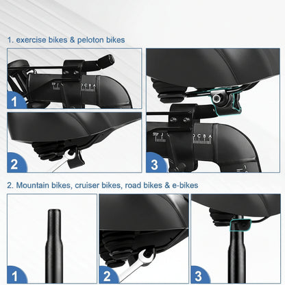 Noseless Bike Seat Cushion Wide Comfort Saddle, Extra Padded Bicycle Seat for Peloton Exercise Electric Cruiser Bikes Men Women