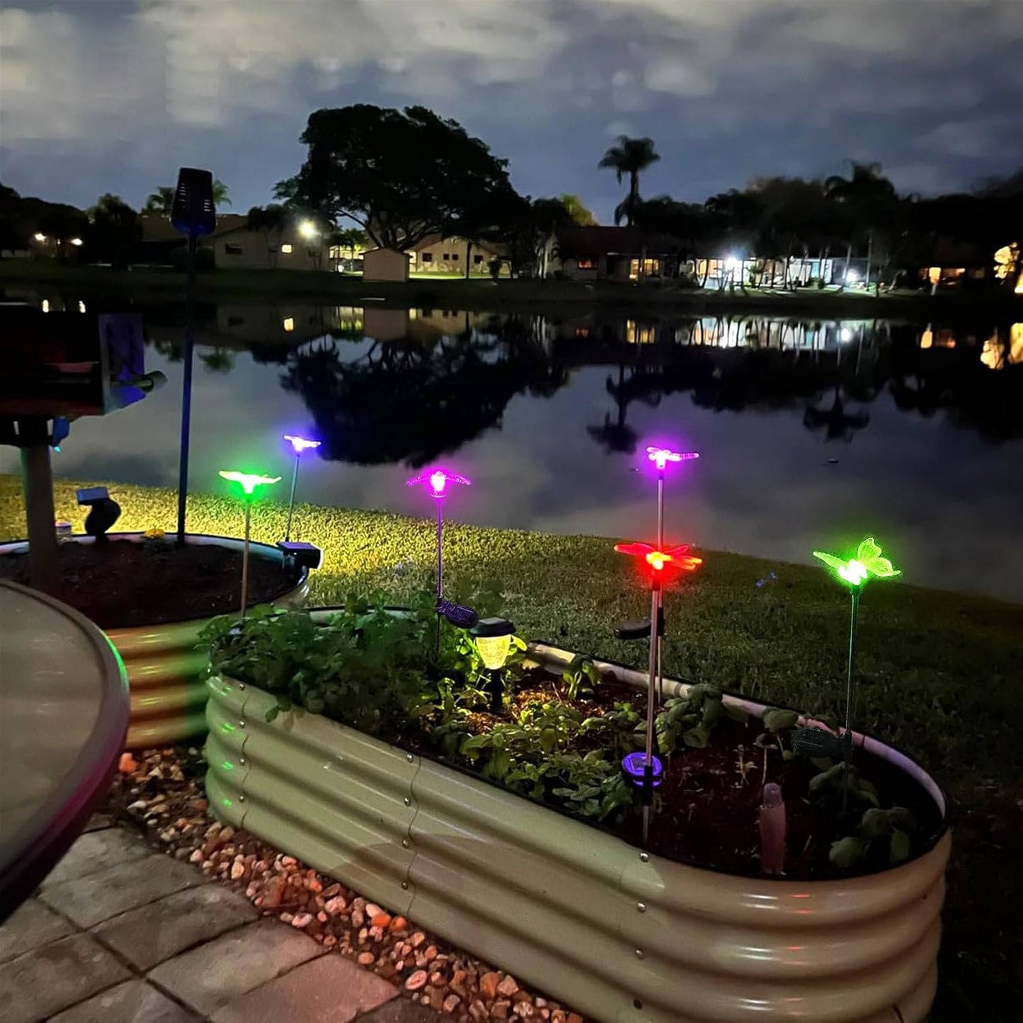 6 Pack Solar Stake Lights, Decorative LED Garden Figurines with Flowers, Butterfly, Hummingbird & Dragonfly for Yard, Patio & Pathway