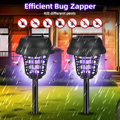 4 Pack Solar Bug Zapper & Mosquito Trap Lamp for Patios, Backyards & Outdoor Comfort, Gnats, Flies, Insects
