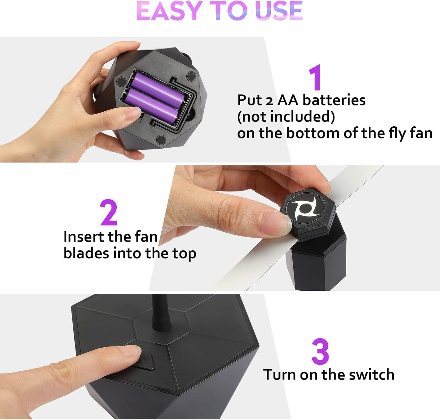 4 Pack Fly Fans for Tables, Indoor & Outdoor Repellent Fans with Holographic Blades for BBQ, Picnic & Restaurant