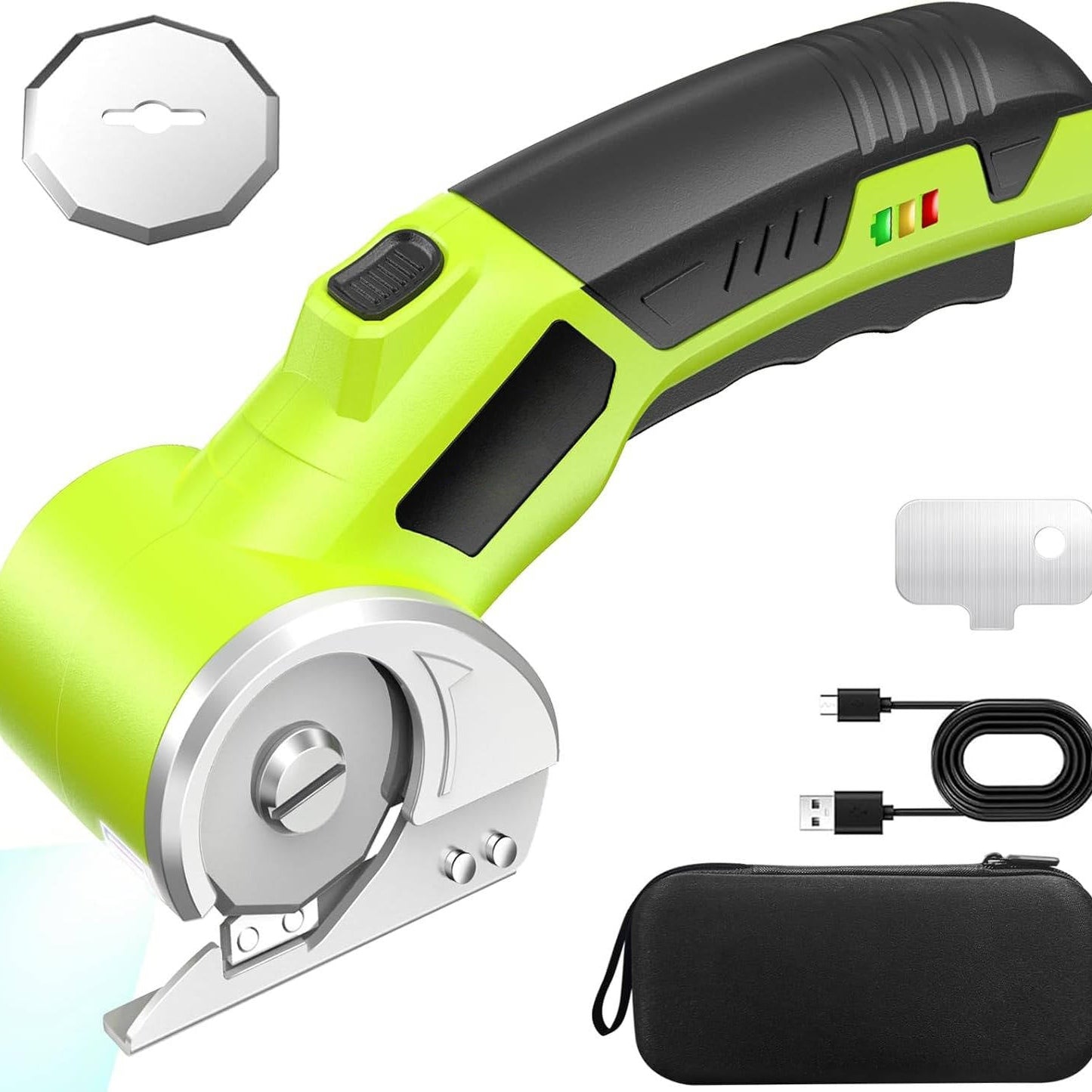 Cordless Rechargeable Electric Scissors, Portable Cutter for Fabric, Cardboard, Carpet & Leather
