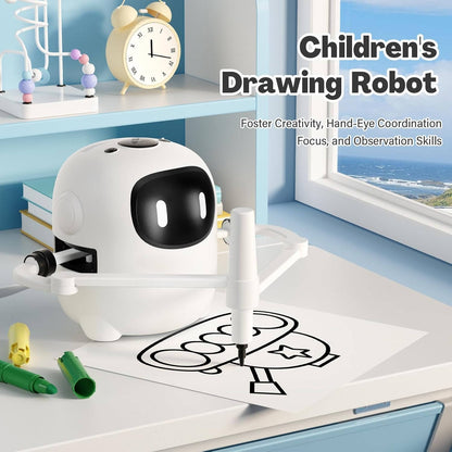 Kids Drawing Robot with 150 Cards, Voice Interactive Educational Art Toy for Ages 3-8