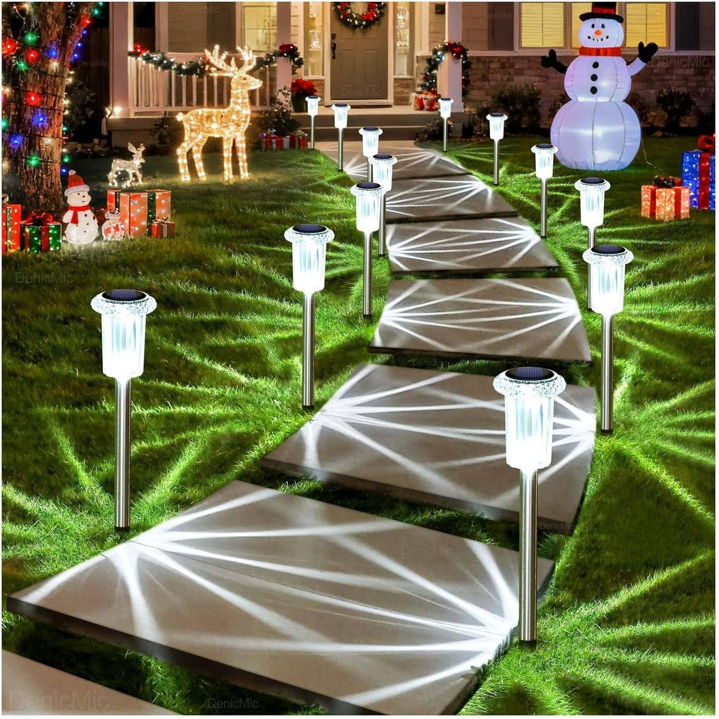 10 Pack Solar Outdoor Lights, Waterproof Cool White LED Pathway Lights for Gardens, Pathways & Driveways