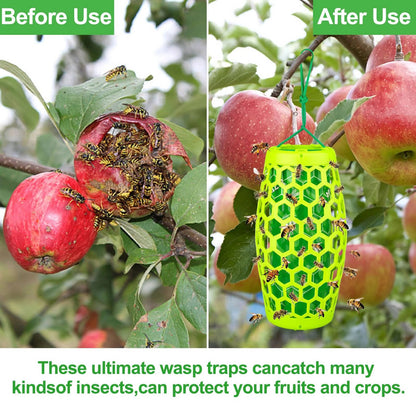 2 Pack Outdoor Wasp Traps, Reusable Hanging Bee & Hornet Catcher for the Garden