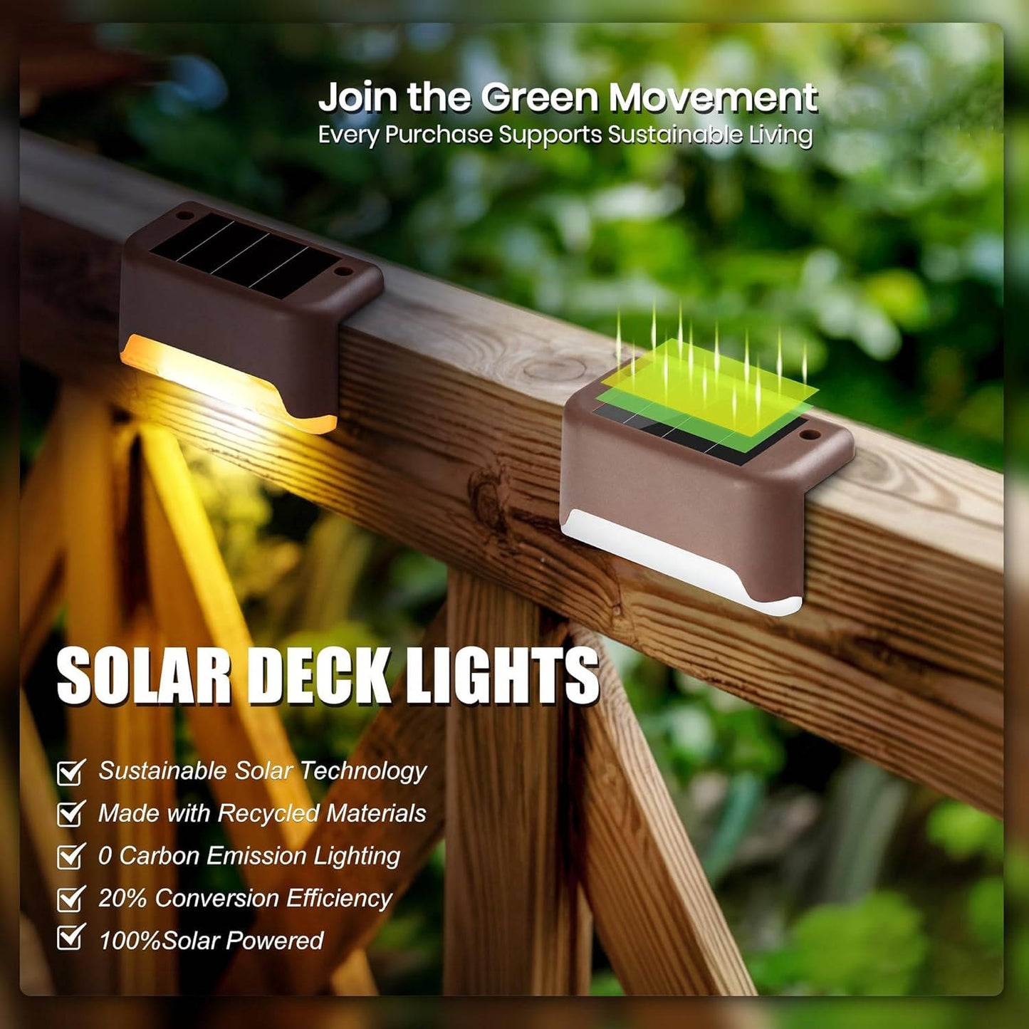 16 Pack Outdoor Solar Deck Lights, Waterproof Warm White LED Step Lights for Stairs, Fences, Patios, and Pathways