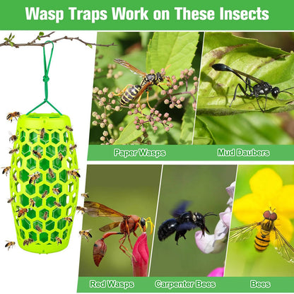 2 Pack Outdoor Wasp Traps, Reusable Hanging Bee & Hornet Catcher for the Garden