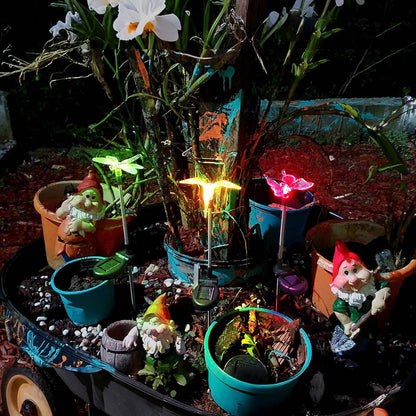 6 Pack Solar Stake Lights, Decorative LED Garden Figurines with Flowers, Butterfly, Hummingbird & Dragonfly for Yard, Patio & Pathway