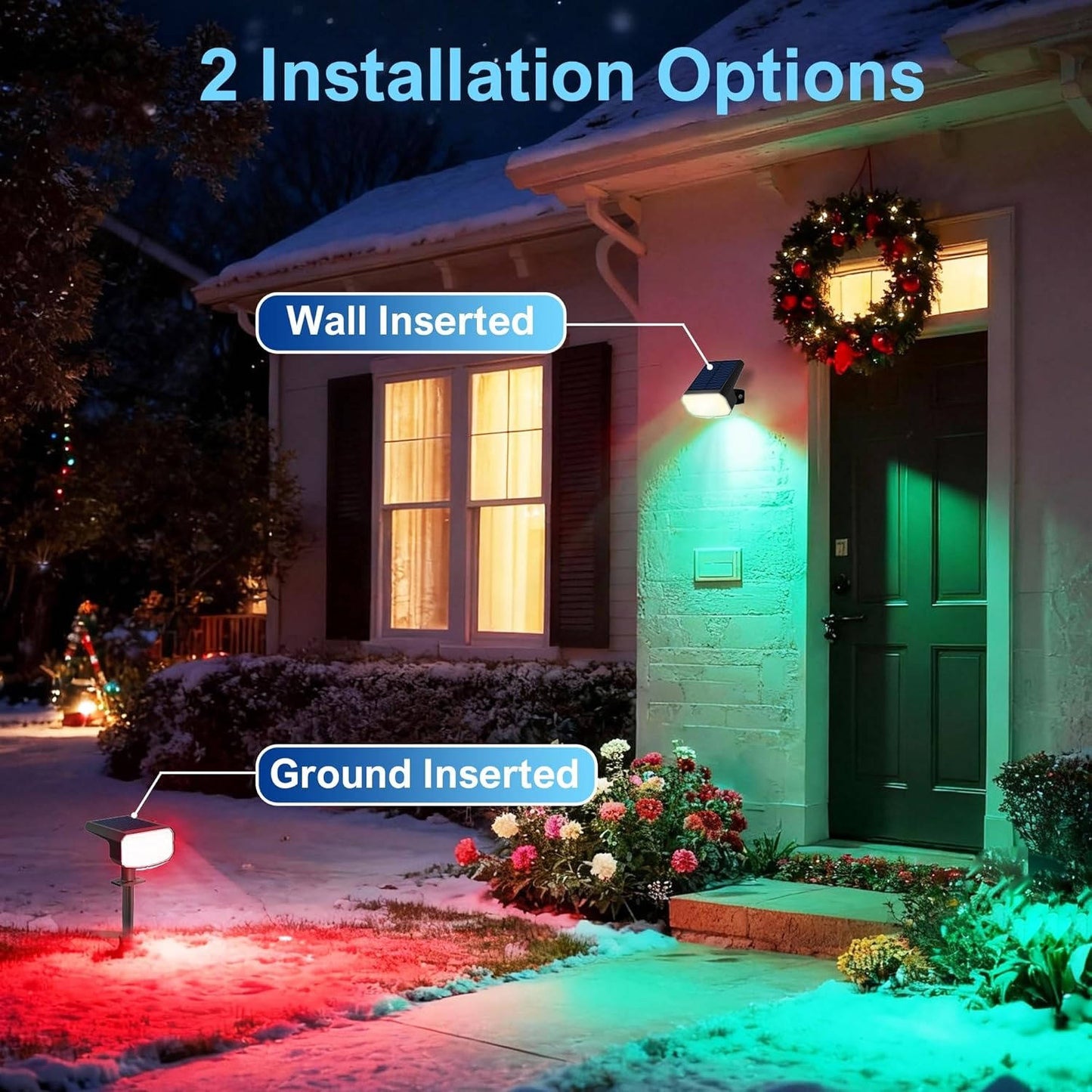 Solar Spot Lights Outdoor, 4 Pack IP65 Water-resistant Garden Spotlights with 2 Lighting Modes & Auto On/Off for Yard & Landscape