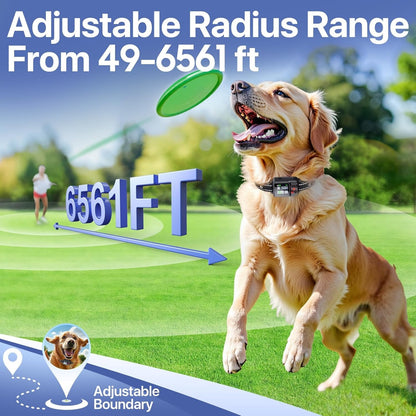 Wireless Dog Collar Fence System, Invisible Electric Fence with 3 Training Modes, Waterproof Rechargeable Pet Containment, 49 to 6561ft Range