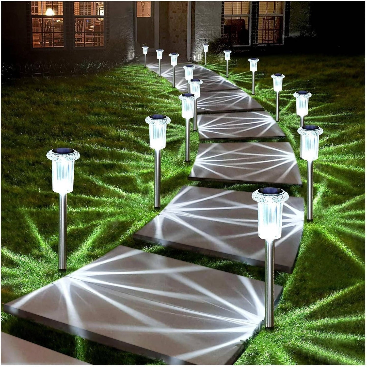 10 Pack Solar Outdoor Lights, Waterproof Cool White LED Pathway Lights for Gardens, Pathways & Driveways