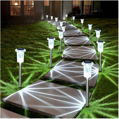 10 Pack Solar Outdoor Lights, Waterproof Cool White LED Pathway Lights for Gardens, Pathways & Driveways