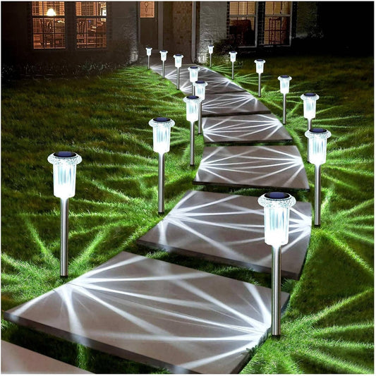 10 Pack Solar Outdoor Lights, Waterproof Cool White LED Pathway Lights for Gardens, Pathways & Driveways