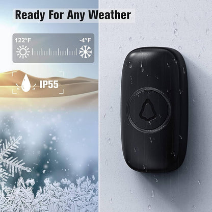 Wireless Smart Doorbell, No Camera, 1000ft Range, 58 Chimes, LED Indicator, Waterproof, Easy Install (M520+F55)
