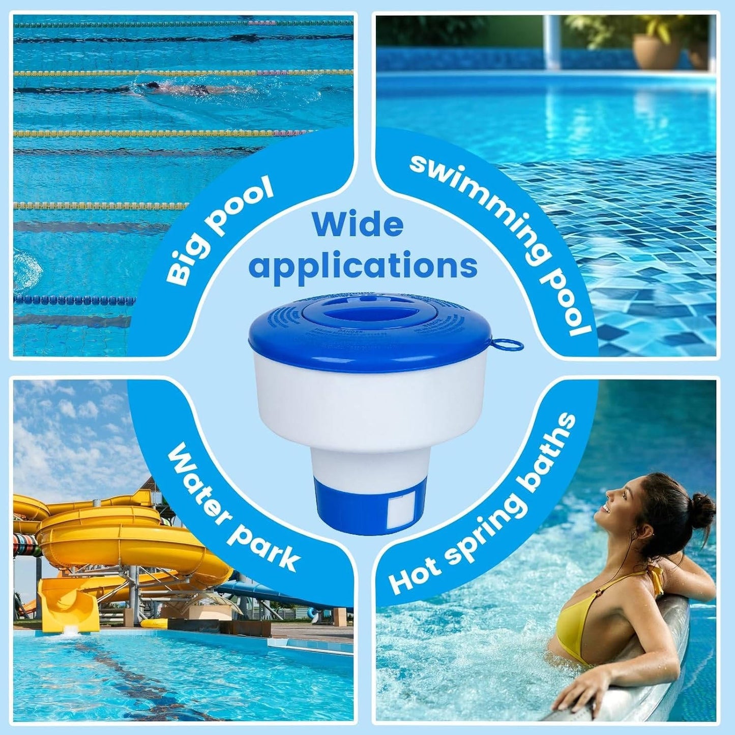 Adjustable Floating Chlorine Dispenser for Hot Tubs, Spas & Above Ground Pools