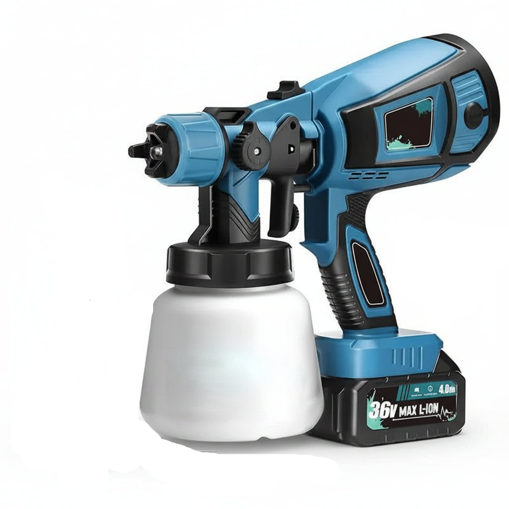 Cordless Paint Sprayer with 2 Batteries, 1000ml High Power Paint Sprayer with 3 Nozzles and 3 Spray Patterns for Furniture, Walls and Doors