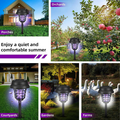 4 Pack Solar Bug Zapper & Mosquito Trap Lamp for Patios, Backyards & Outdoor Comfort, Gnats, Flies, Insects