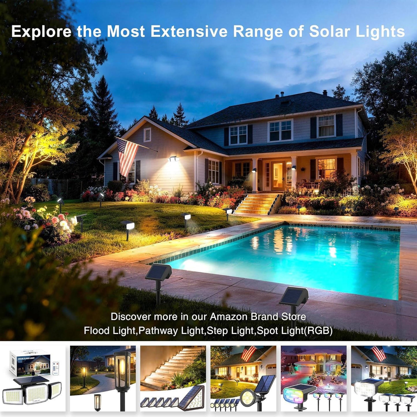 Solar Spot Lights Outdoor, 4 Pack IP65 Water-resistant Garden Spotlights with 2 Lighting Modes & Auto On/Off for Yard & Landscape