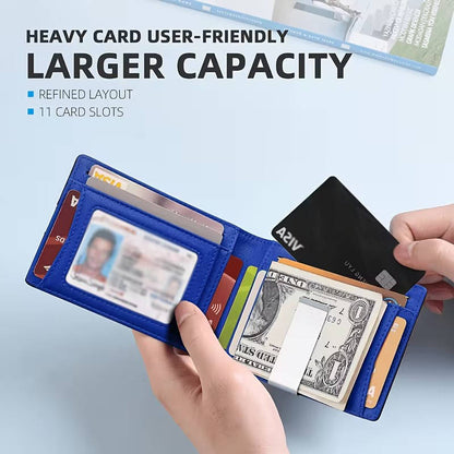 Mens Carbon Fiber Bifold Card Holder Wallet, Ultra Thin RFID Blocking Money Clip with Multiple Card Slots