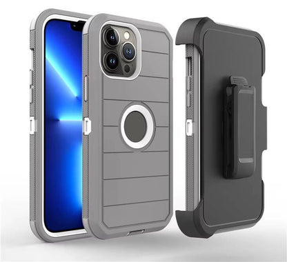 Shockproof Defender Case for iPhone 15 16 17 Pro Max, Heavy Duty 4 Layer Phone Case with Holster Kickstand