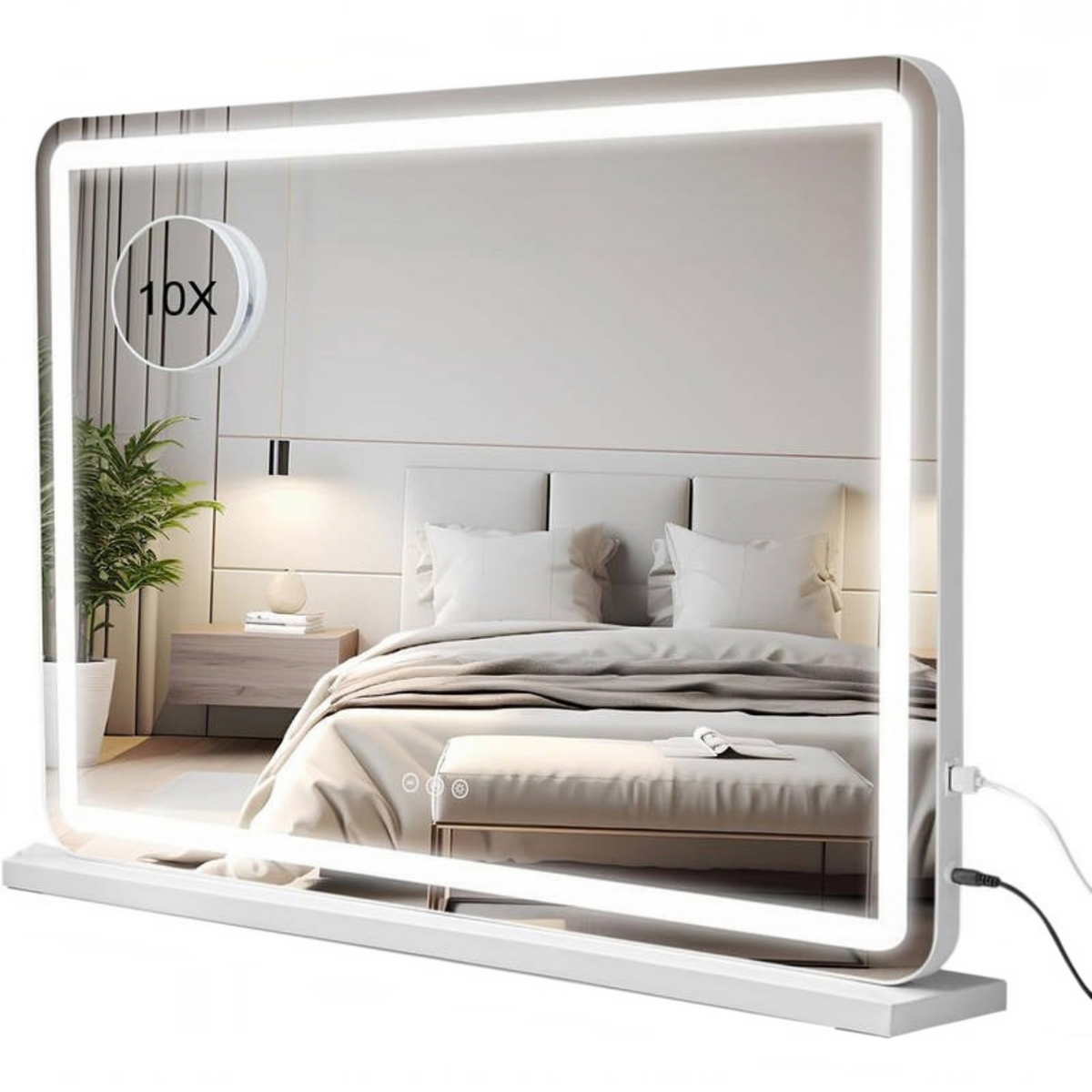 LED Vanity Mirror with Lights Dimmable, Makeup Mirror with 3 Color Modes Touch Screen Desk Mirror