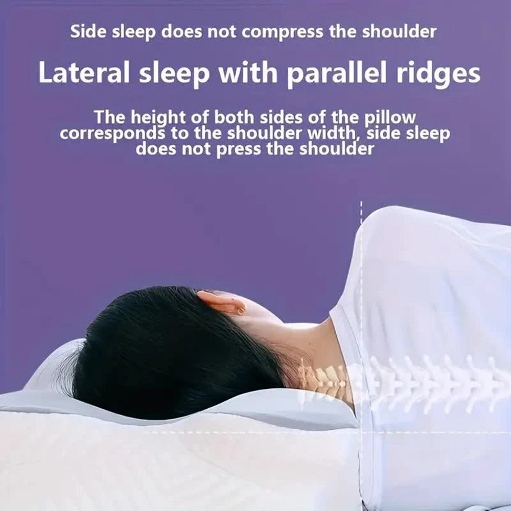 Cervical Memory Foam Neck Pillow, Ergonomic Cooling Support for Side & Back Sleepers with Adjustable Ice Silk Case