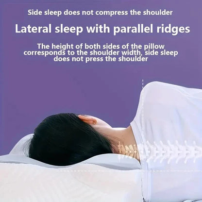 Cervical Memory Foam Neck Pillow, Ergonomic Cooling Support for Side & Back Sleepers with Adjustable Ice Silk Case