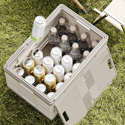 Portable Collapsible Outdoor Storage Box for Camping, Picnic & Garden, Foldable Rolling Cart with 360° Wheels & Wood Lid