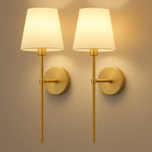Indoor Wireless Fabric Wall Light, Cordless Battery Operated Sconces (Set of 2)